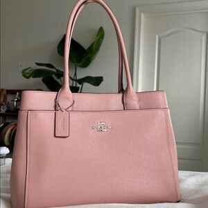 Coach Blush Pink Cross Grain Structured Leather Tote F31474